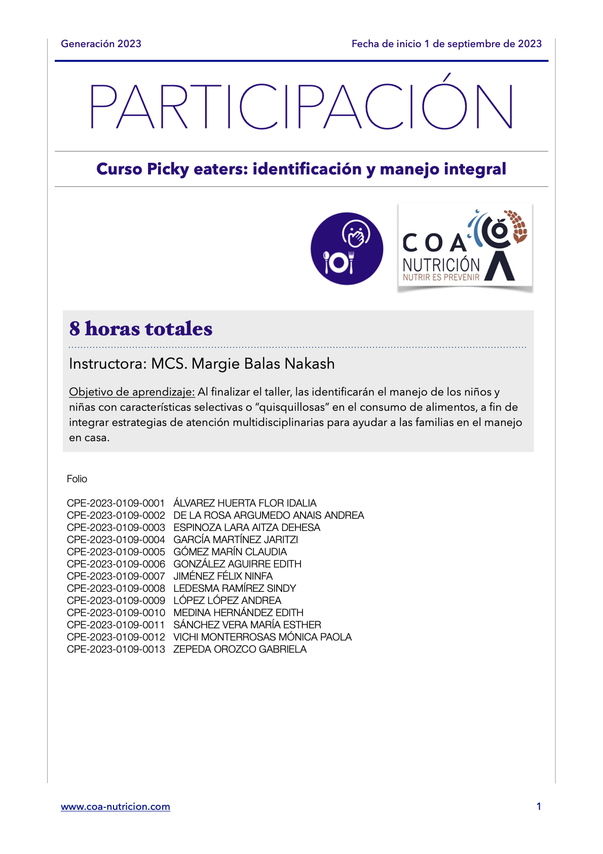 ‎Verificación plataforma CPE-COA