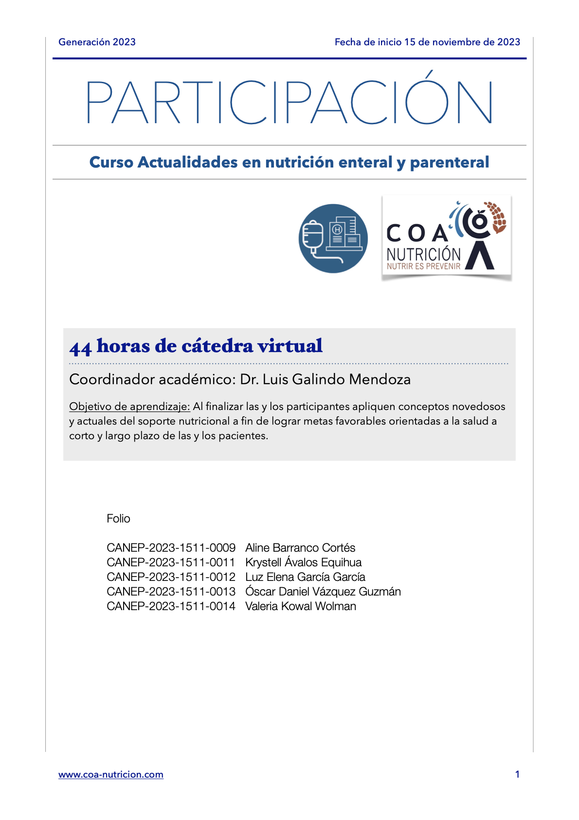 ‎Verificación CANEP23-COA previa.‎1