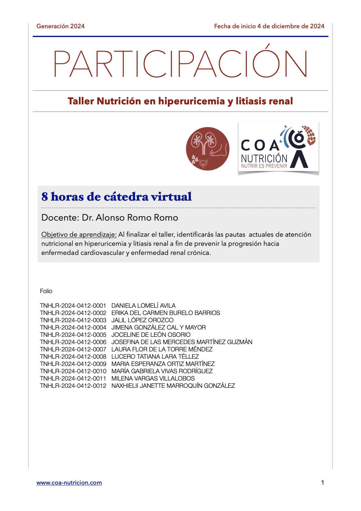 ‎Verificación plataforma TNHLR24-COA.‎1