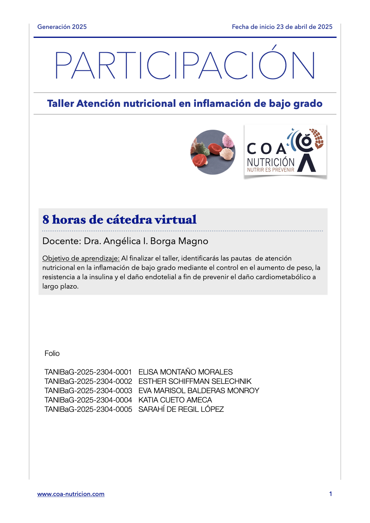‎Verificación plataforma TANIBaG-COA.‎1