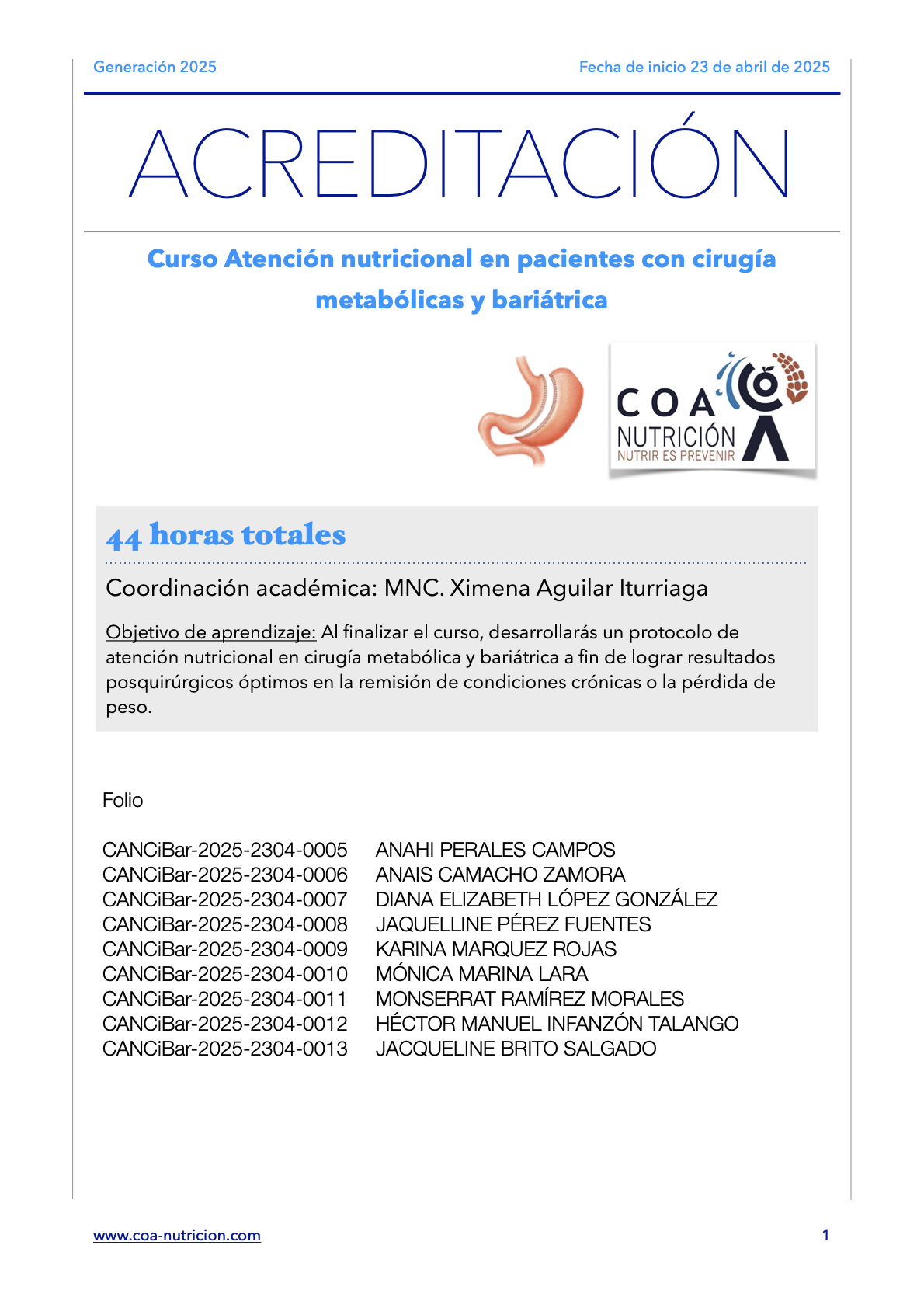 ‎Verificación plataforma CANCiBar25-COA