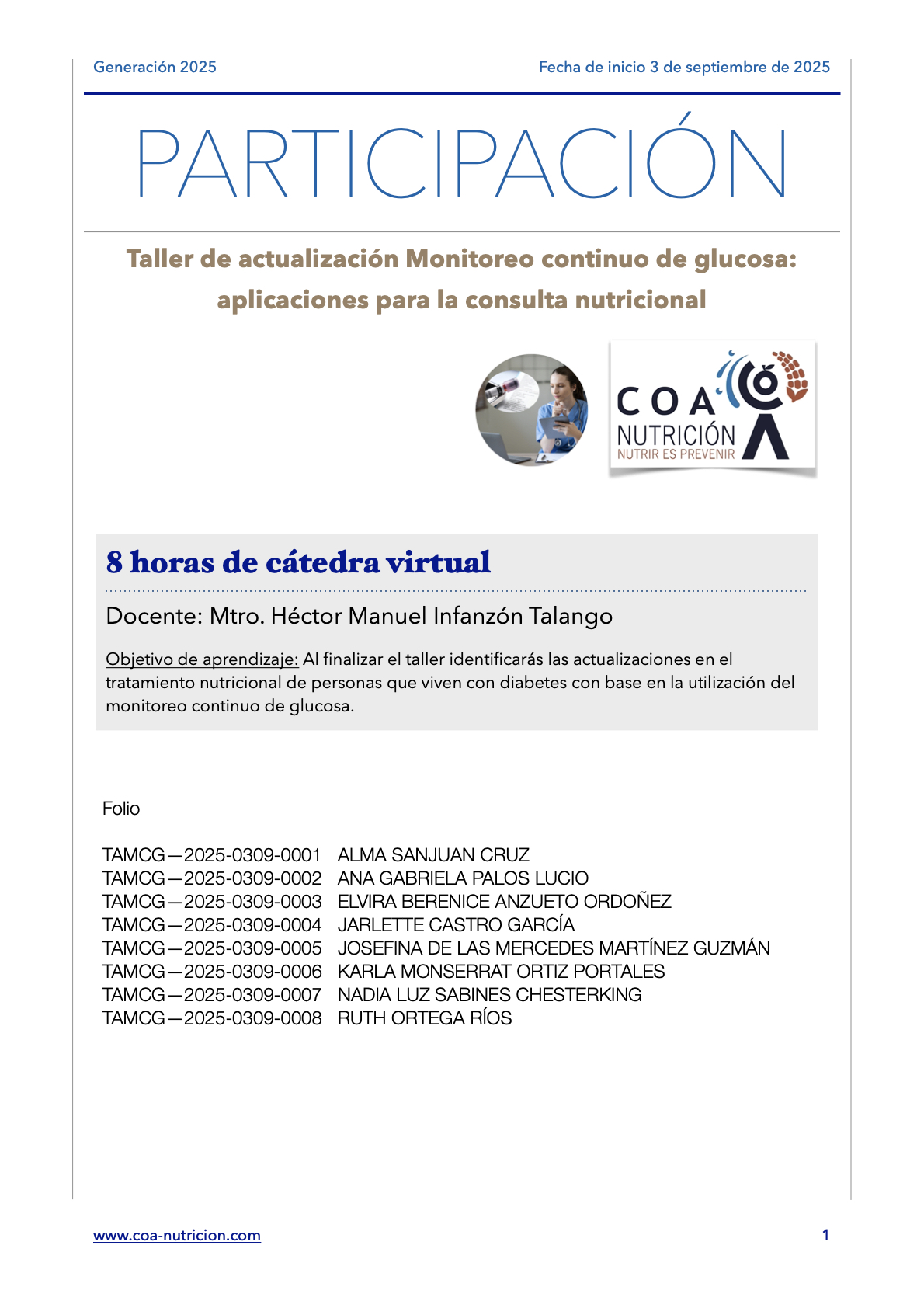 ‎Verificación plataforma TMCG25-COA.‎1